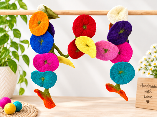 Multicolour Felt Flower Garland - 12cm Flower| Rainbow Wool Felt Décor