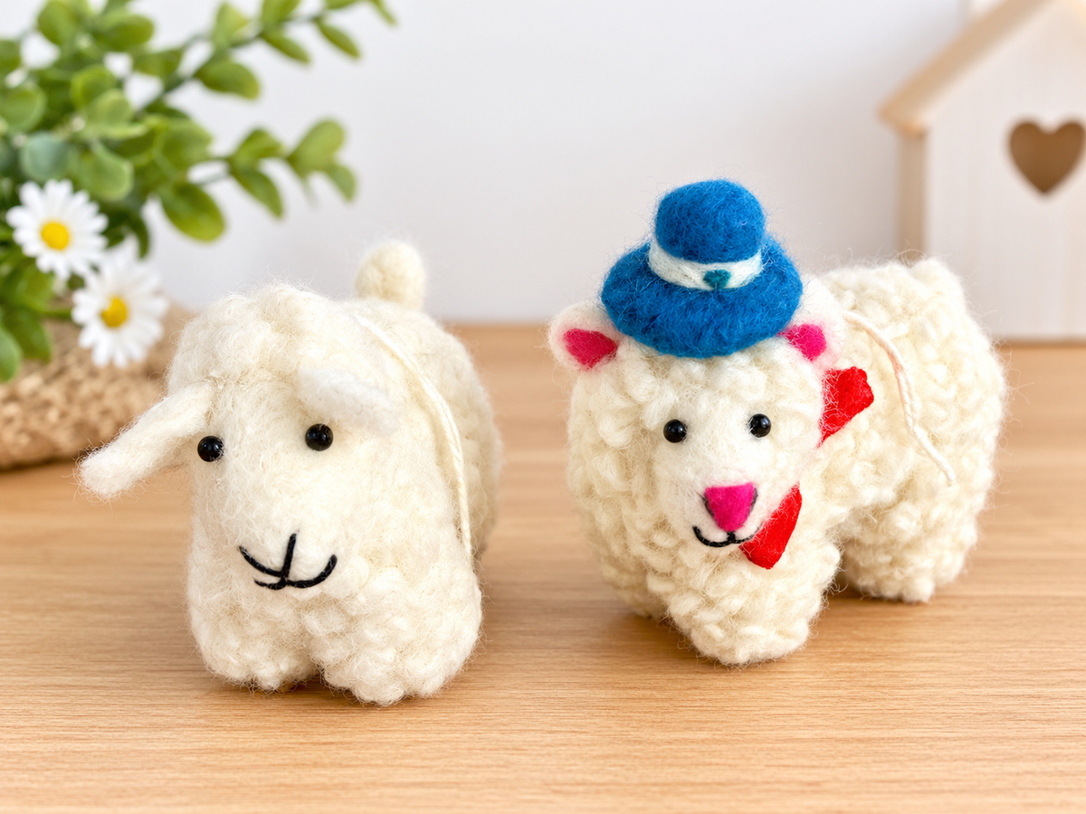 Classic White Felt Sheep Ornament