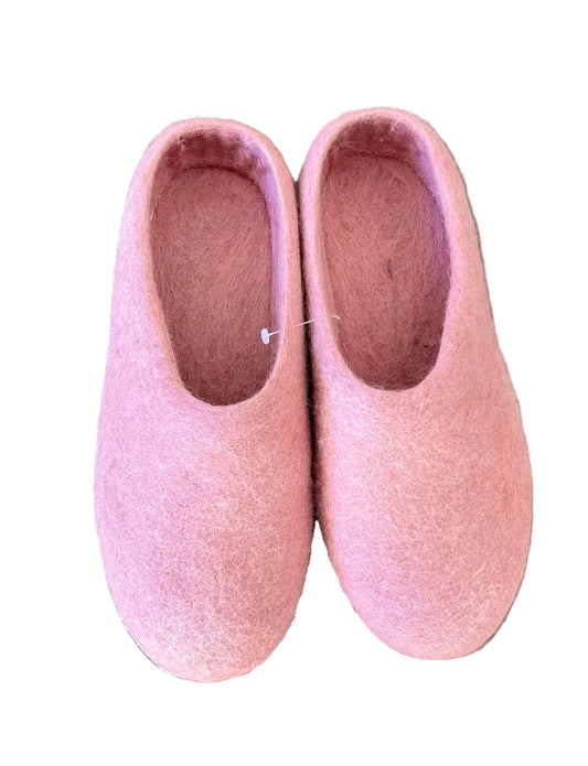 Blush Pink Felt Wool Slippers