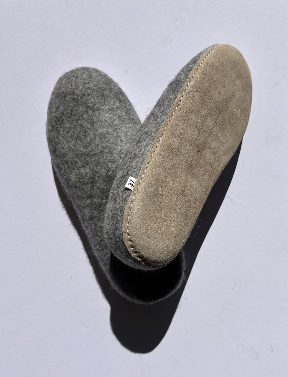 Light Grey Felt Wool Slippers