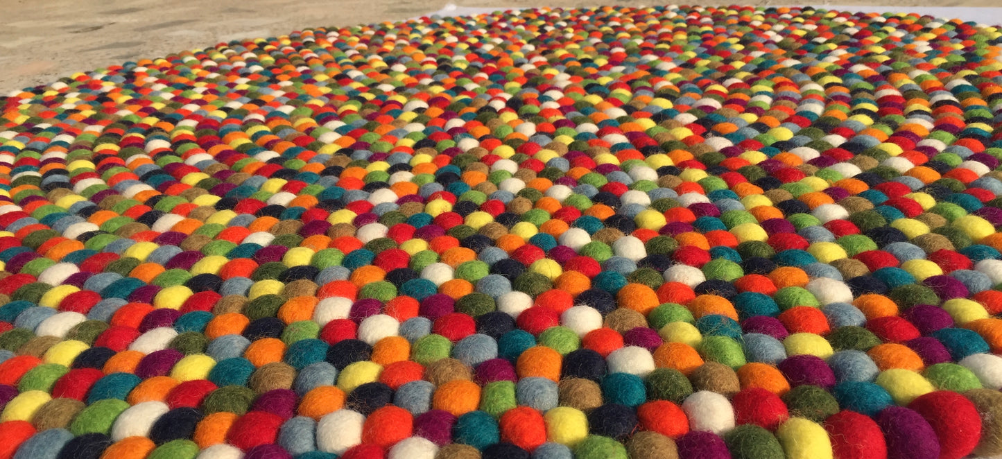 Multicoloured Felt Ball Rug
