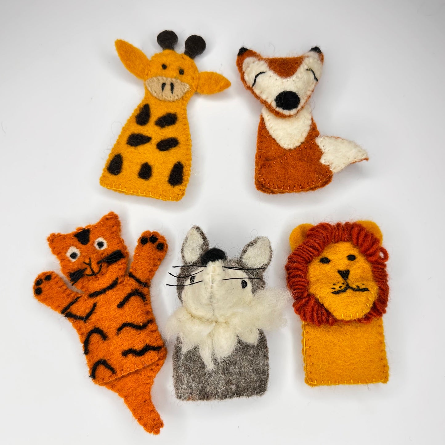 Felt Safari Animal Finger Puppets (Set of 5)