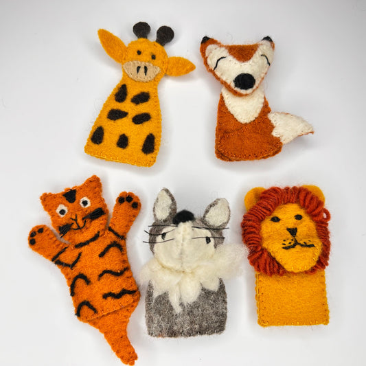 Felt Safari Animal Finger Puppets (Set of 5)