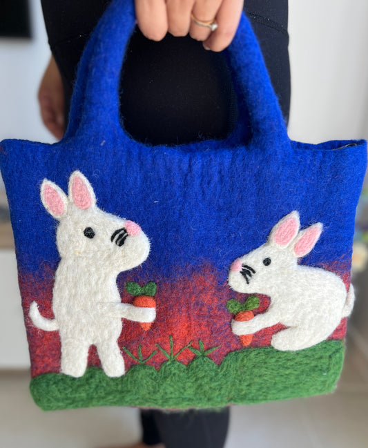 Handmade Felt Bunny Tote Bag