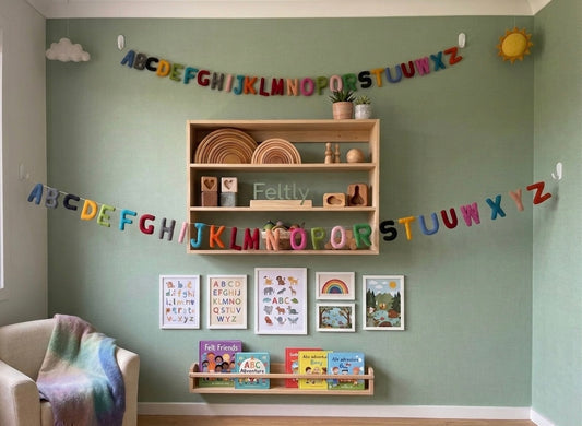 Felt Alphabet Garland – Colorful A–Z Wool Letter Banner for Nursery, Playroom & Classroom Decor