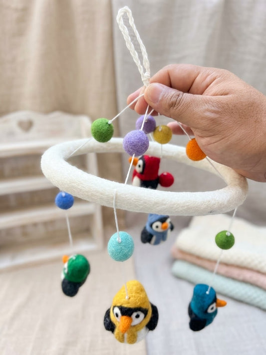 Felt Penguin Baby Mobile