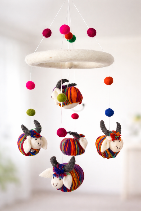 Rainbow Yak Felt Baby Mobile