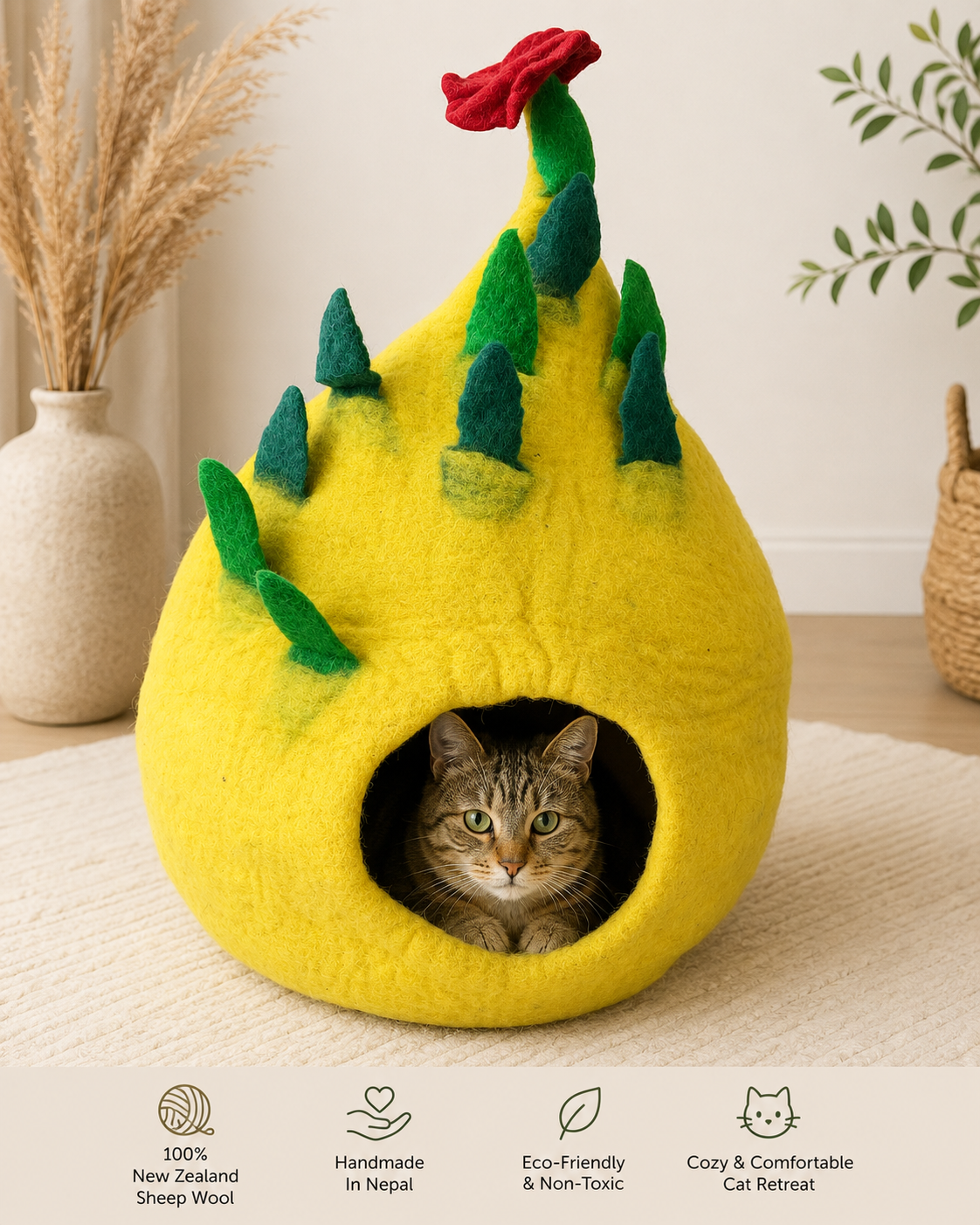 Dragon Fruit Felt Cat Cave