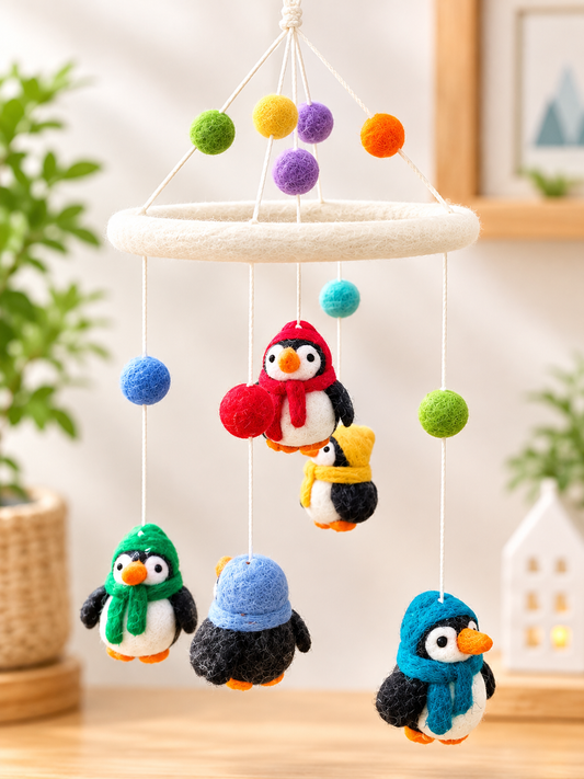 Felt Penguin Baby Mobile