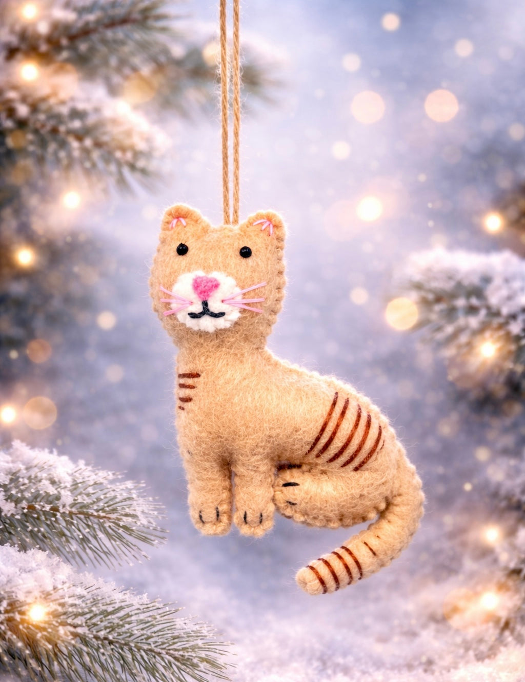 Felt Cat Hanging Ornament Set