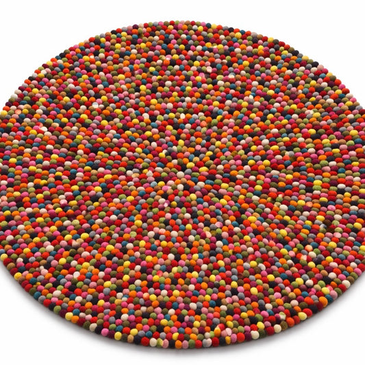 Multicoloured Felt Ball Rug