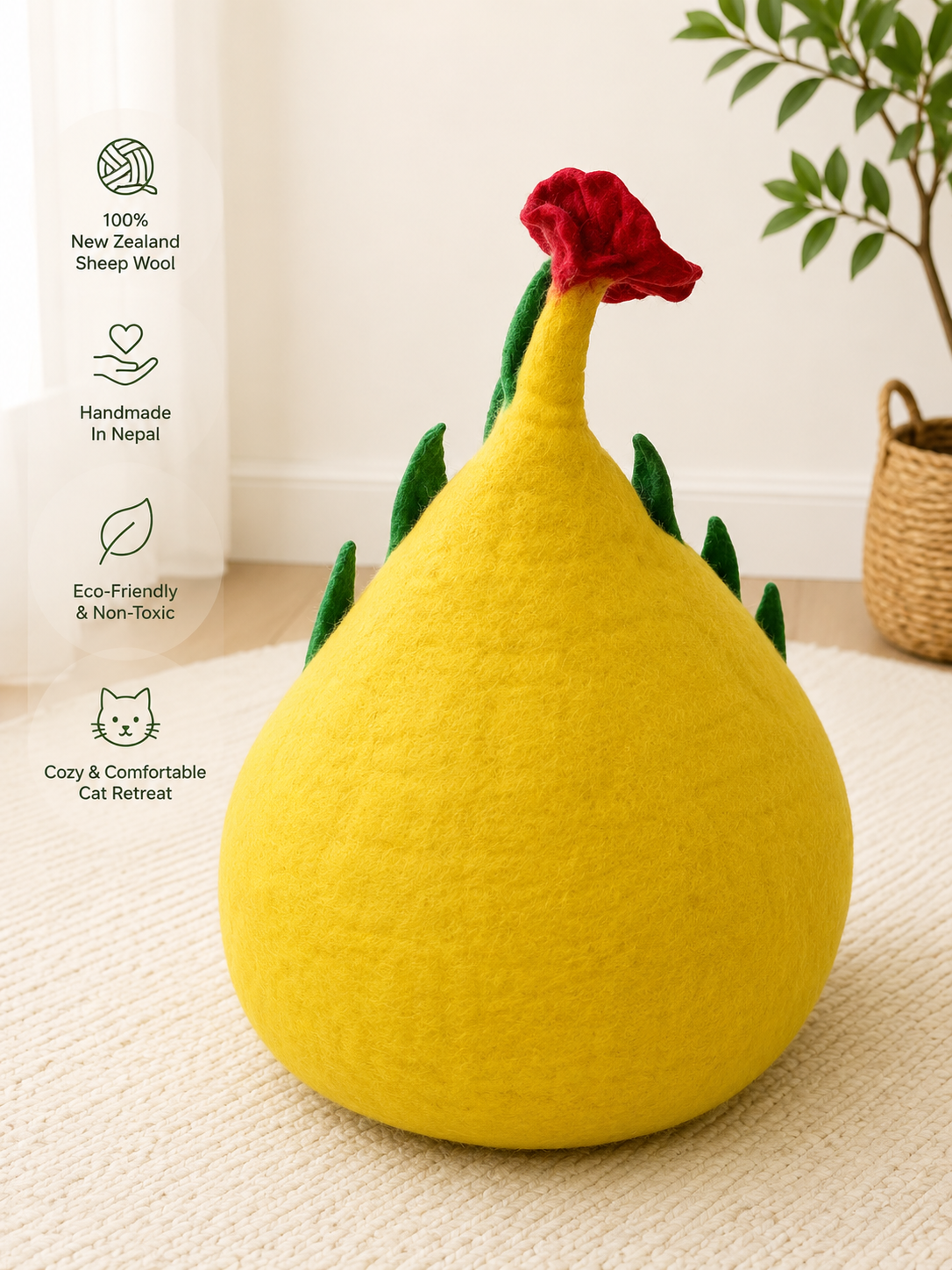 Dragon Fruit Felt Cat Cave