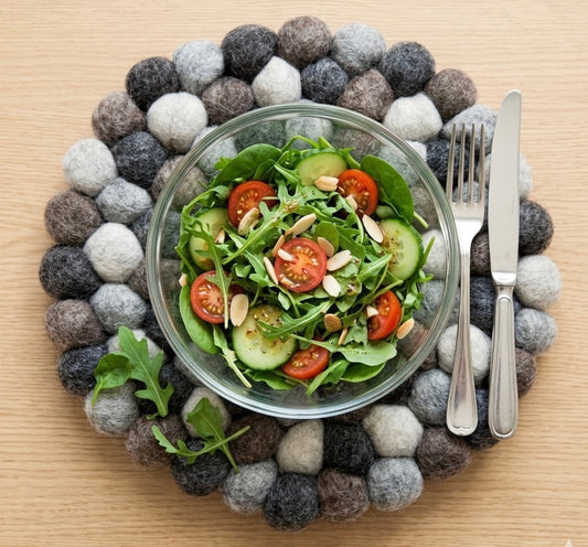 Natural Felt Ball Trivet & Placemat – 20cm (Neutral Mix)