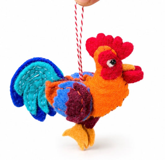 Colorful Felt Rooster Hanging Ornament