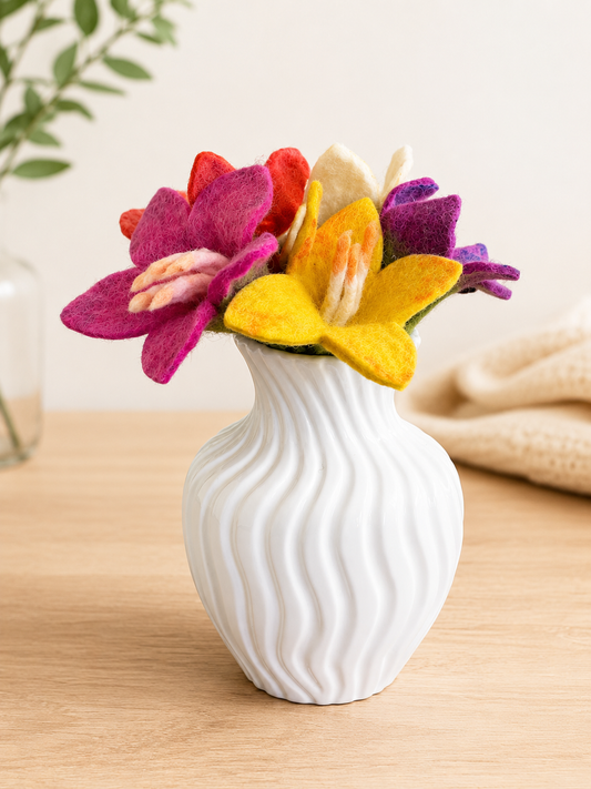 Handmade Felt Flower Set – Set of 5 Colourful Wool Flowers