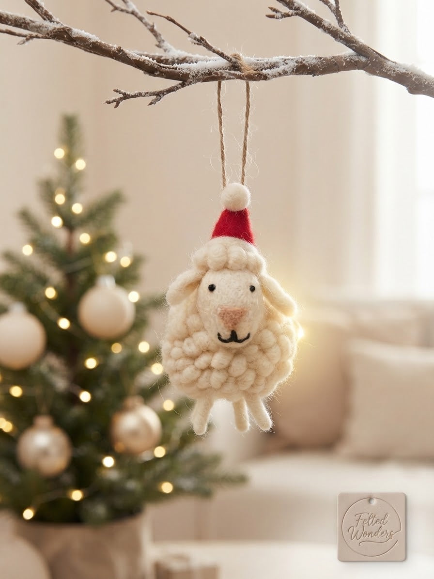 Felt Sheep Ornament – Christmas Tree Decoration 🐑