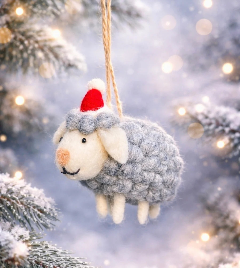 Felt Sheep Ornament – Christmas Tree Decoration 🐑