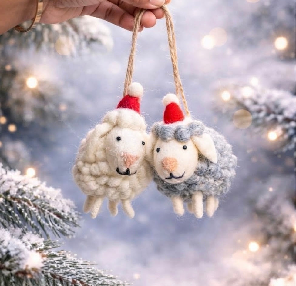 Felt Sheep Ornament – Christmas Tree Decoration 🐑