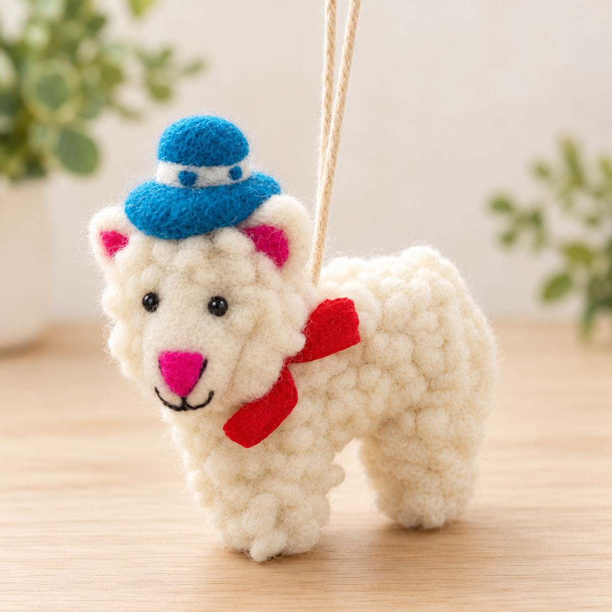 Classic White Felt Sheep Ornament