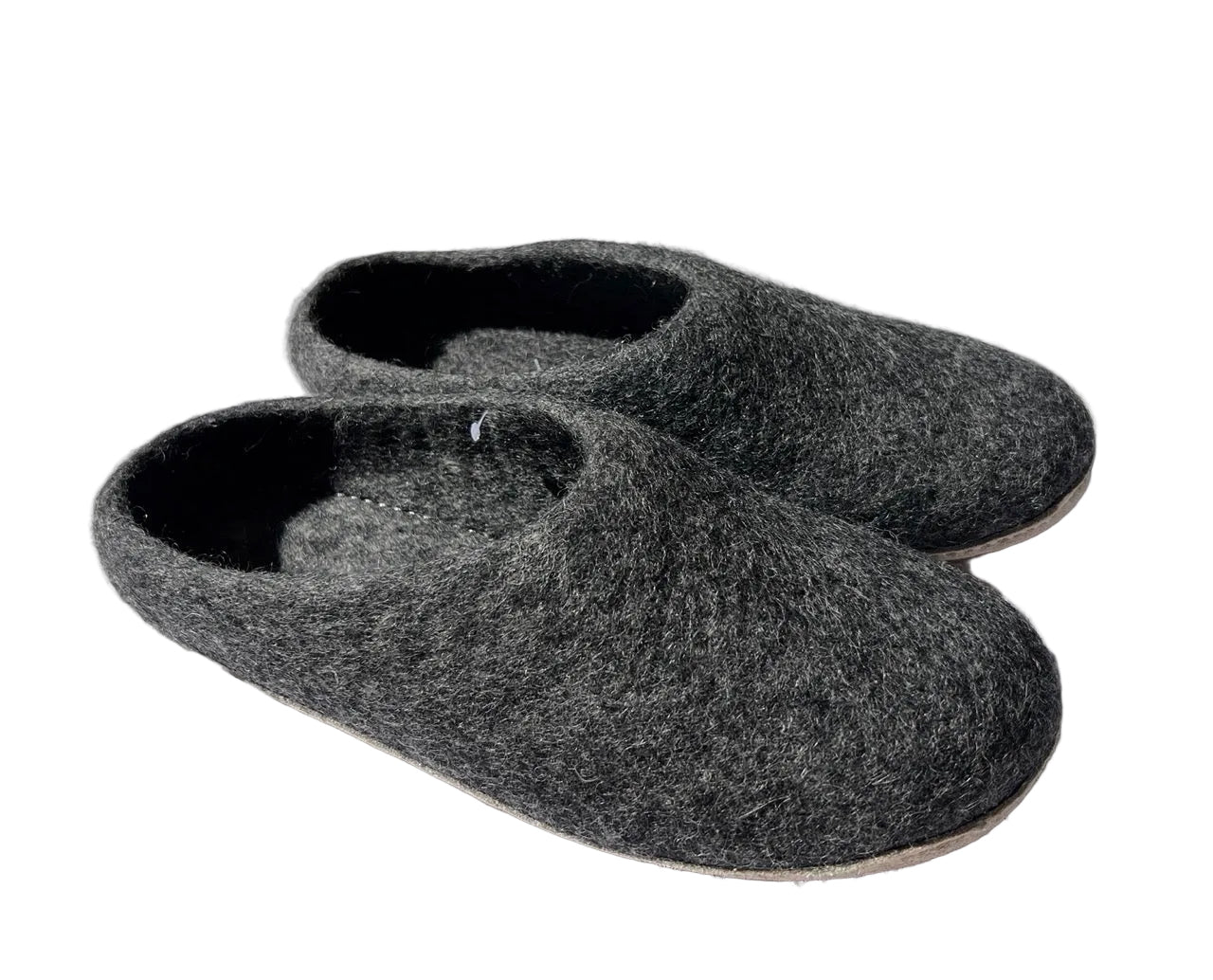 Charcoal Grey Felt Wool Slippers