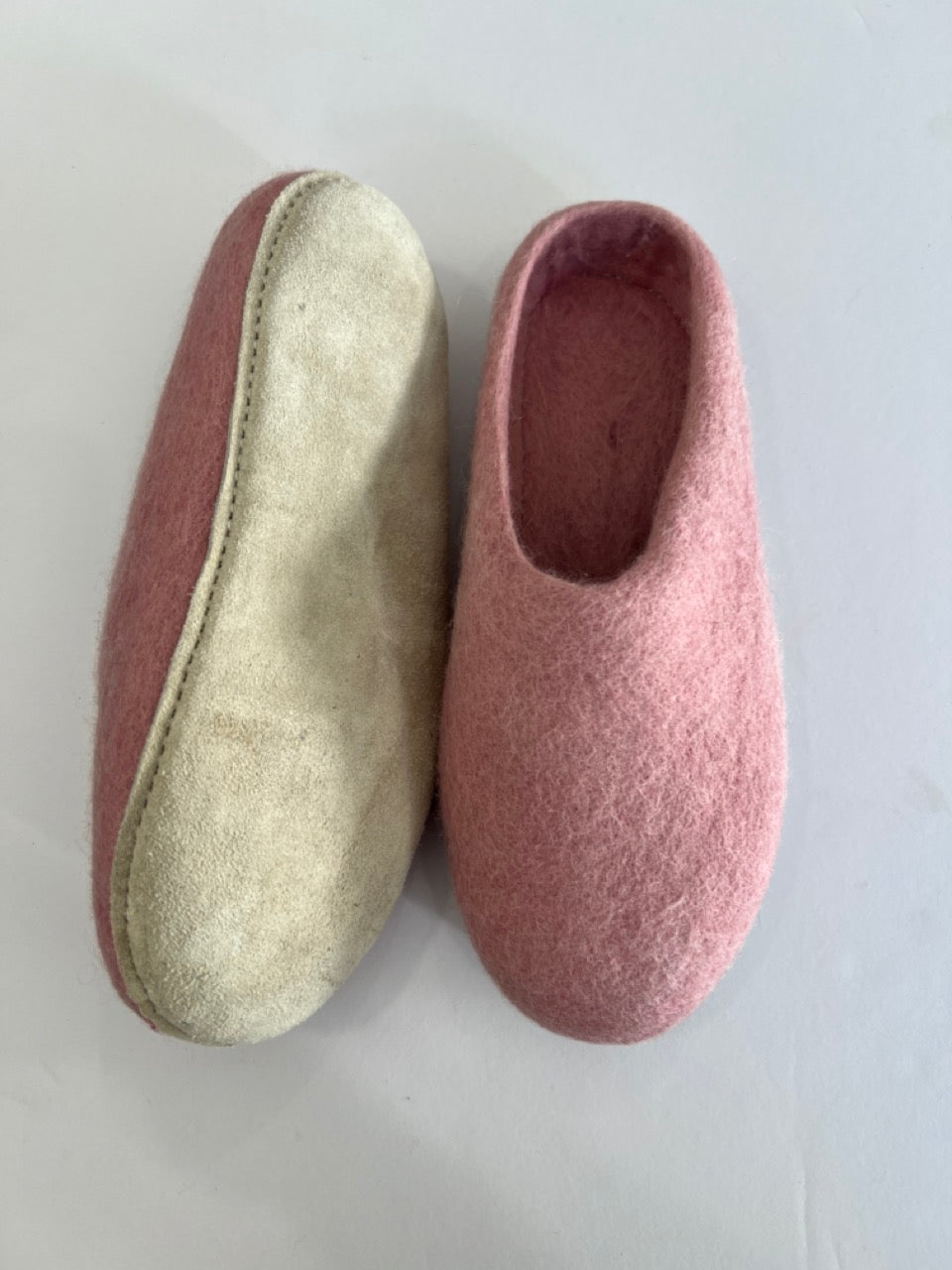 Blush Pink Felt Wool Slippers