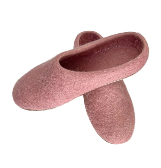 Blush Pink Felt Wool Slippers