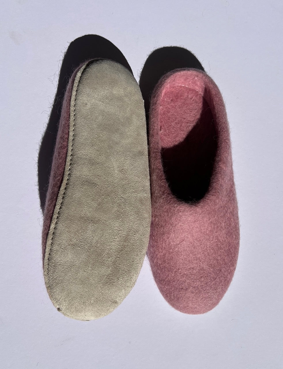 Blush Pink Felt Wool Slippers
