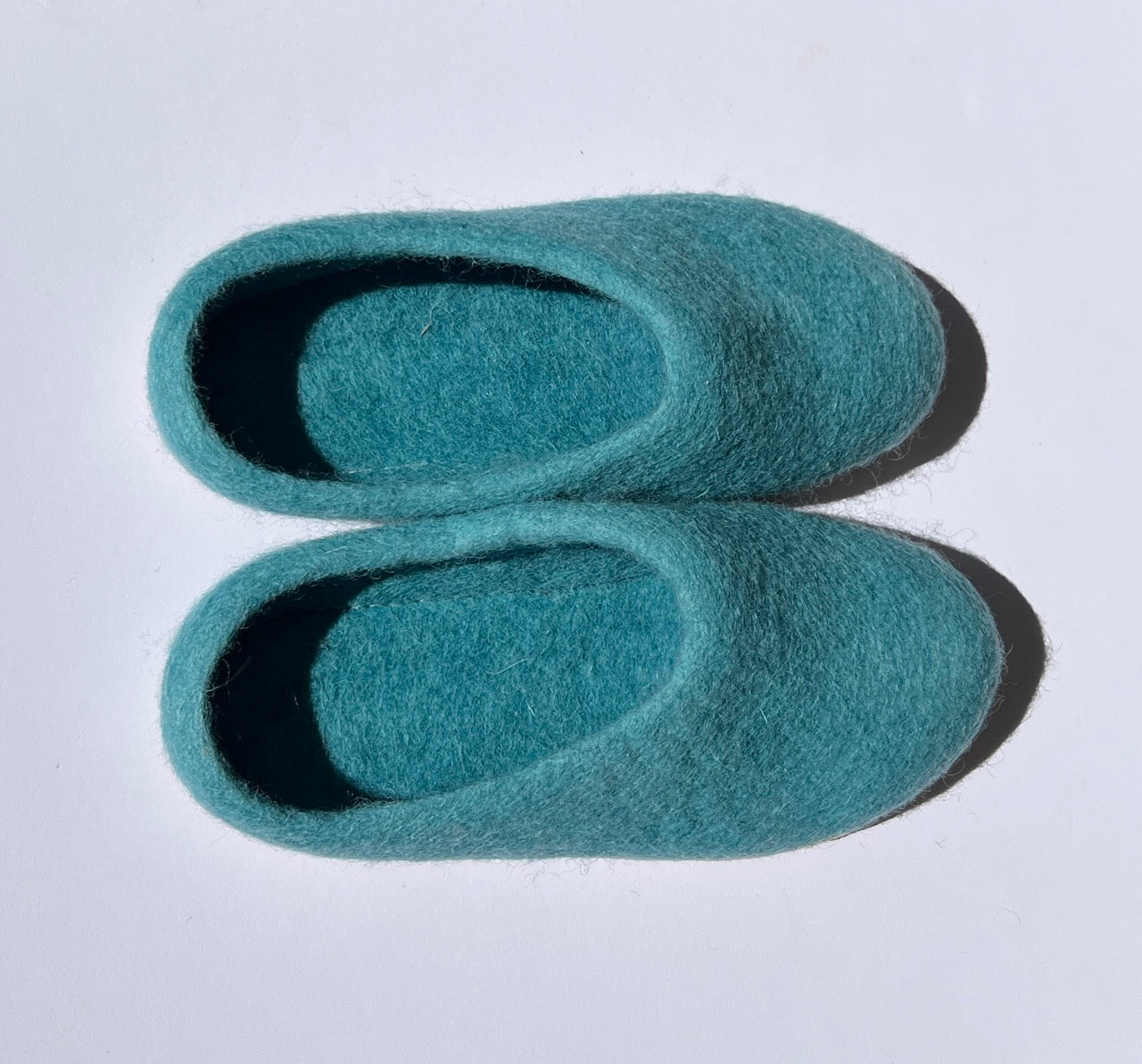 Turquoise Felt Wool Slippers