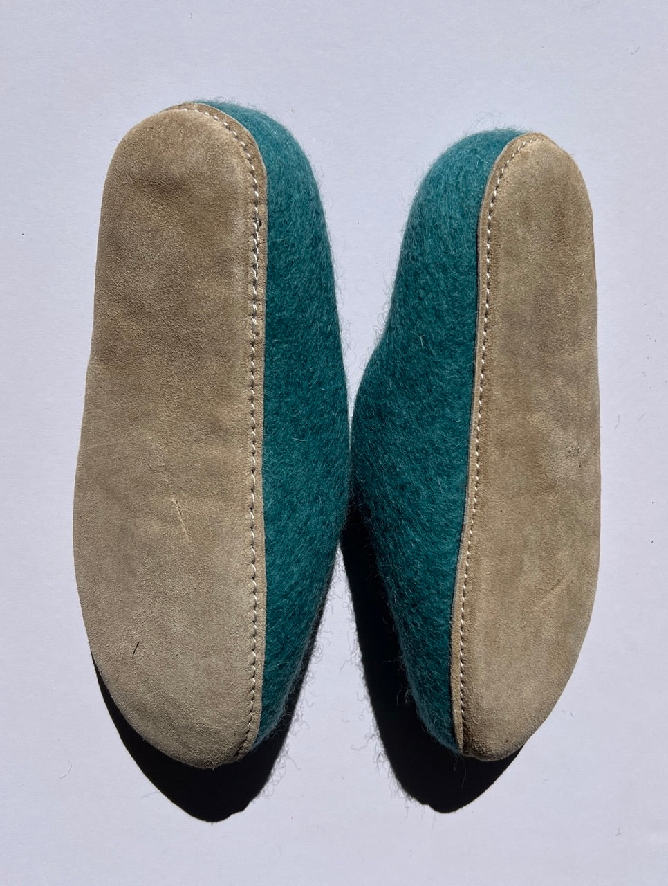 Turquoise Felt Wool Slippers
