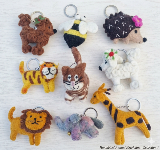 Handmade Felt Mix Animal Keychain