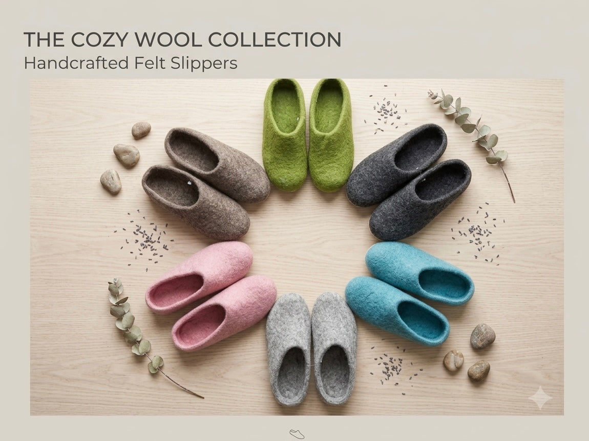Blush Pink Felt Wool Slippers