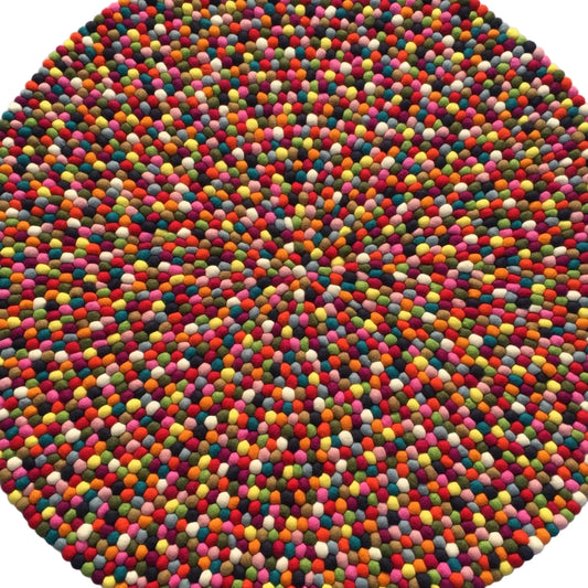 Multicoloured Felt Ball Rug
