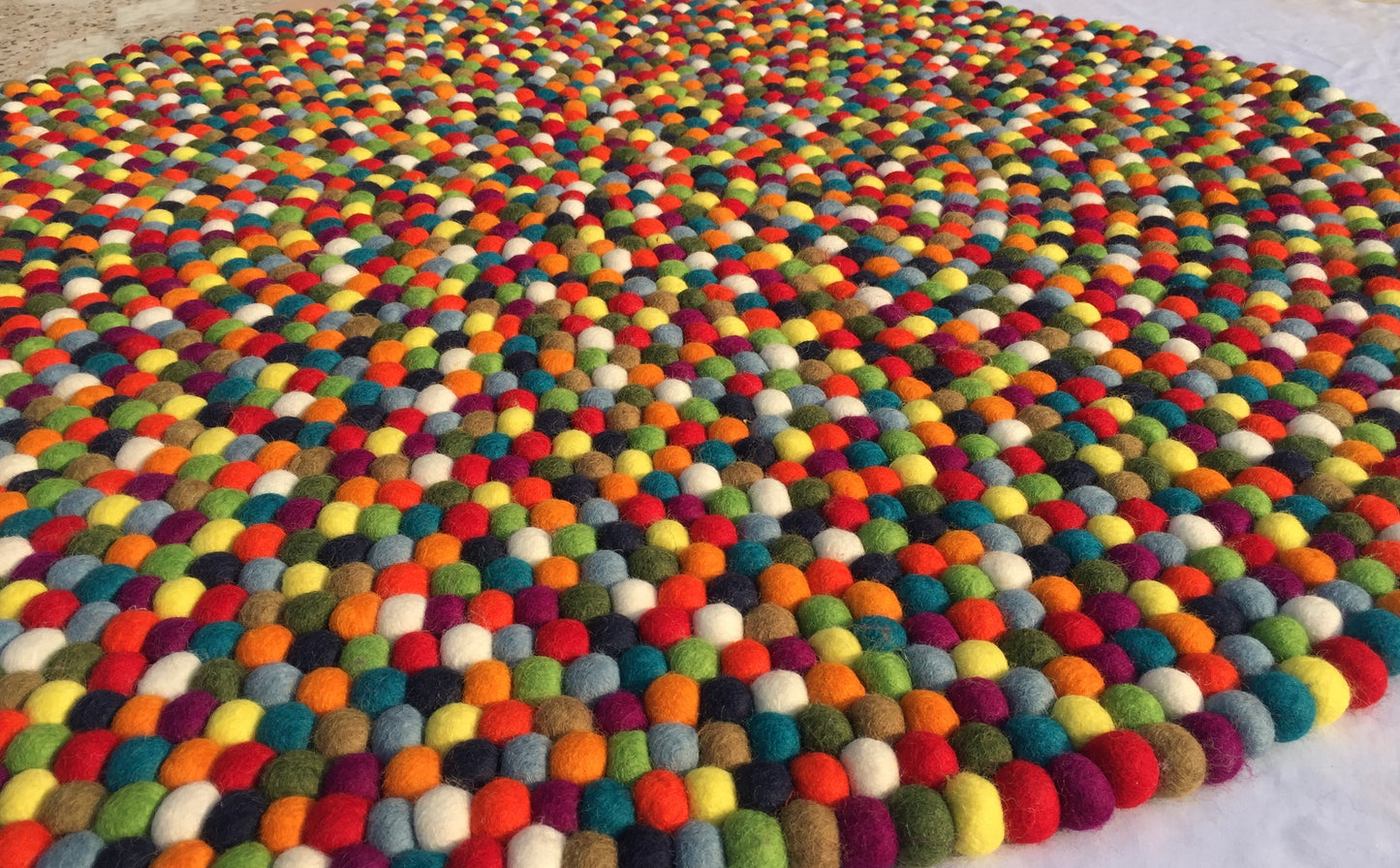 Multicoloured Felt Ball Rug