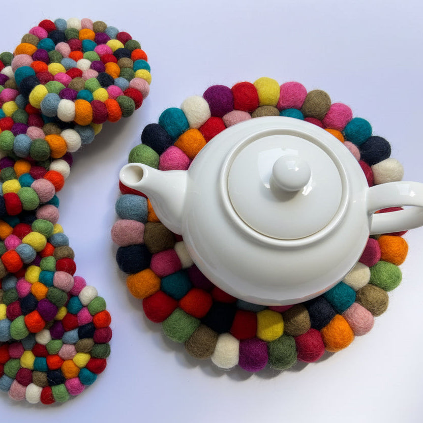 Multicoloured Felt Trivet Set