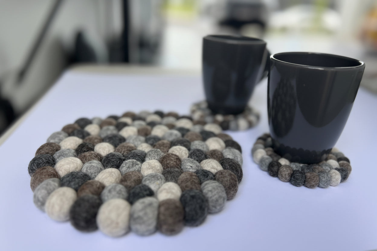 Natural Felt Trivet Set