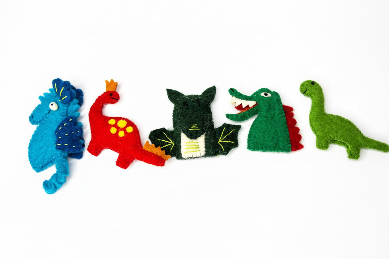 Felt Dinosaur Finger Puppets (Set of 5)