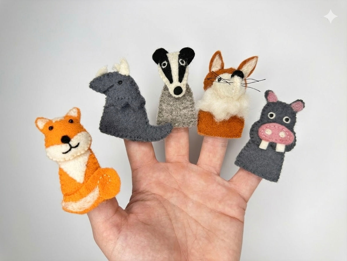 Felt Woodland Animal Finger Puppets (Set of 5)