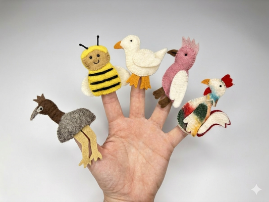 Felt Bird & Insect Finger Puppets (Set of 5)