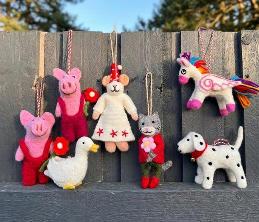 Handmade Felt Animal Hanging Ornaments Set