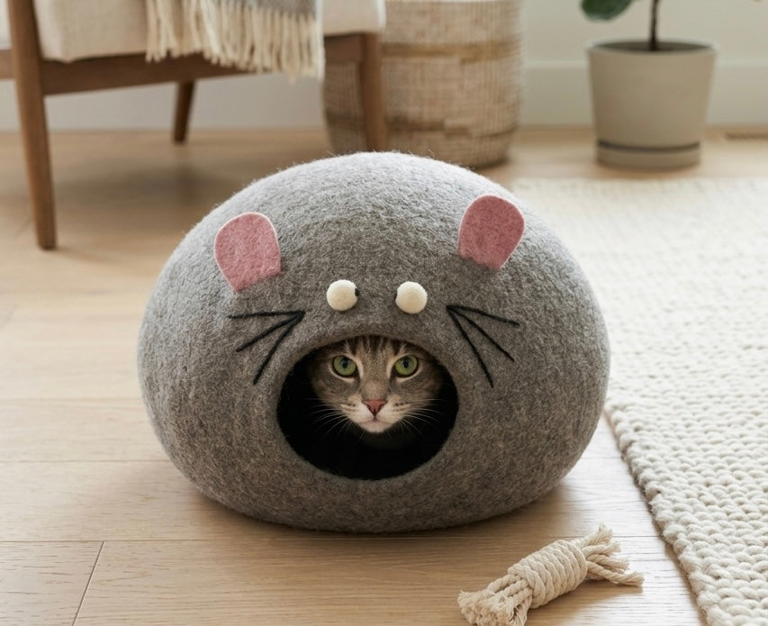 Snuggle Rat Felt Cat Cave