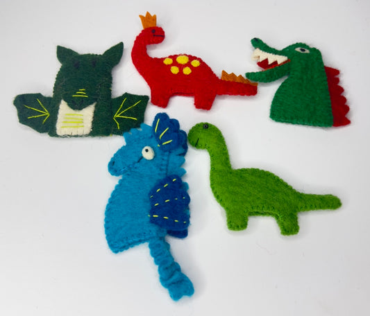 Felt Dinosaur Finger Puppets (Set of 5)