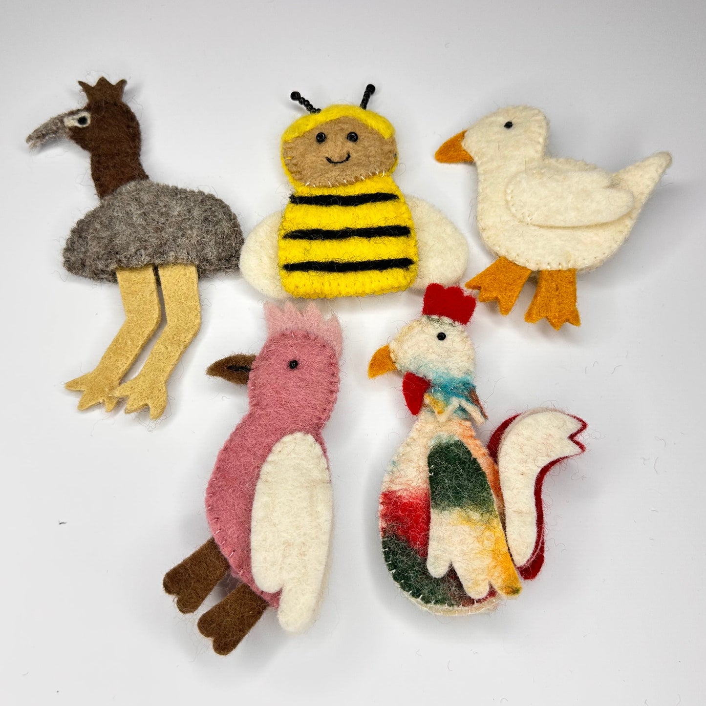 Felt Bird & Insect Finger Puppets (Set of 5)