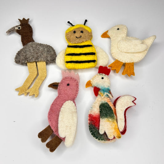Felt Bird & Insect Finger Puppets (Set of 5)