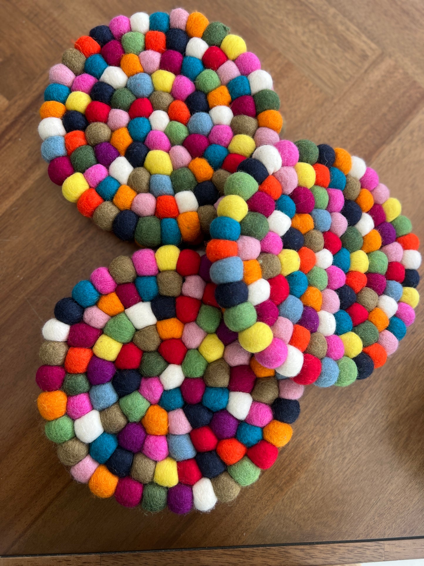 Handmade Felt Ball Trivet / Placemat – 20cm Wool Pot Mat