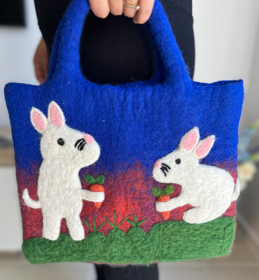 Handmade Felt Bunny Tote Bag