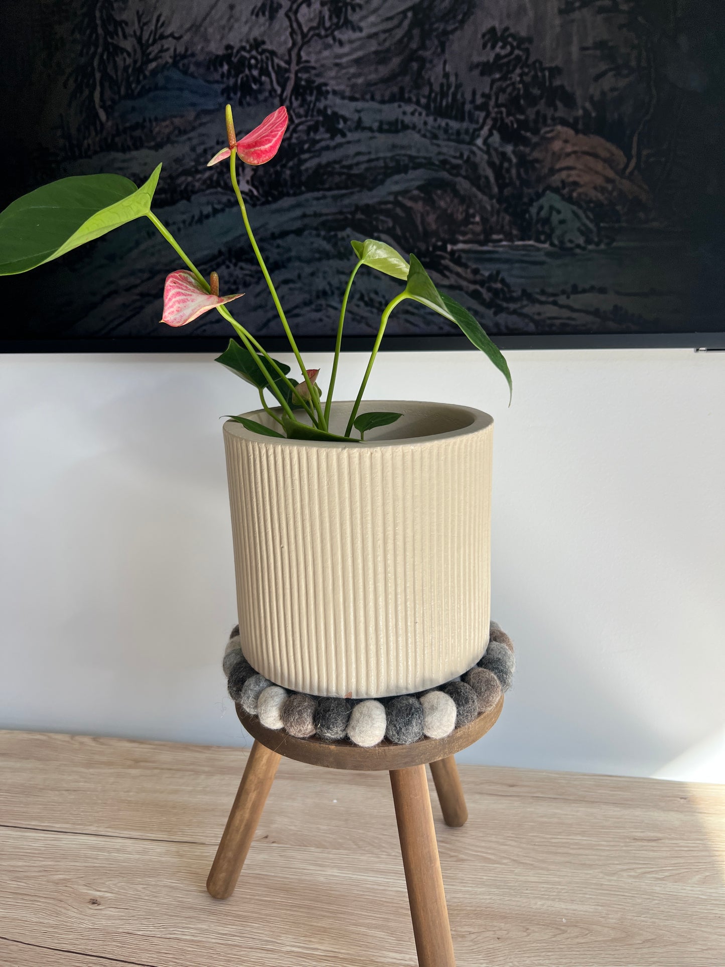 Natural Felt Ball Trivet & Placemat – 20cm (Neutral Mix)