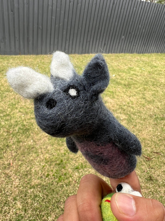 Safari Felt Finger Puppets Set – Elephant, Rhino & Donkey