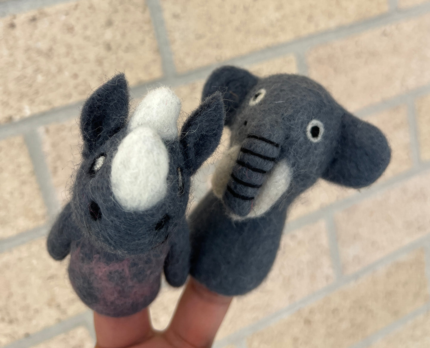 Safari Felt Finger Puppets Set – Elephant, Rhino & Donkey