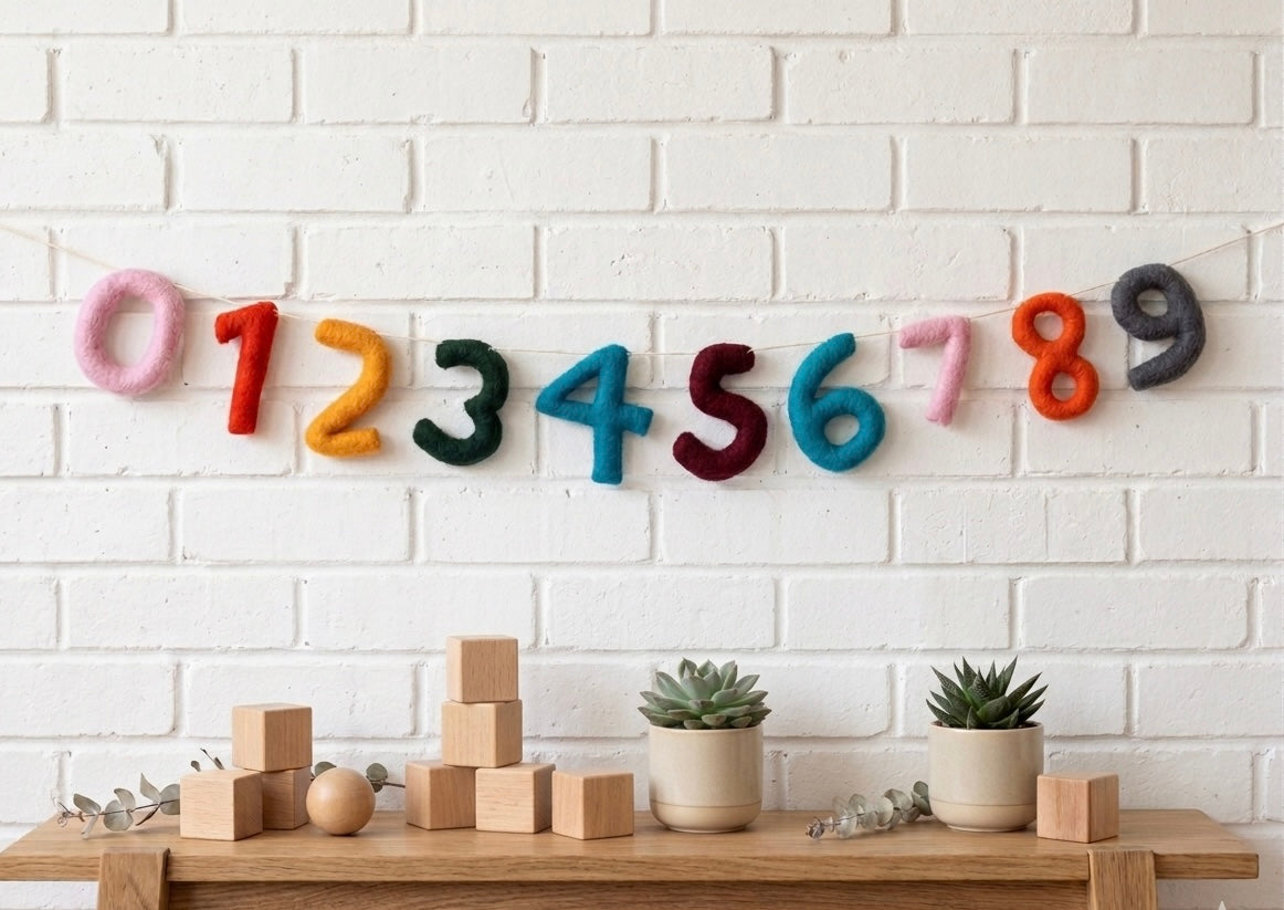 Felt Number Garland – Colorful Playroom & Educational Decor
