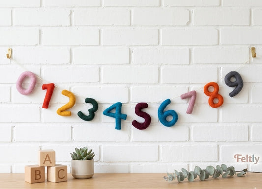 Felt Number Garland – Colorful Playroom & Educational Decor